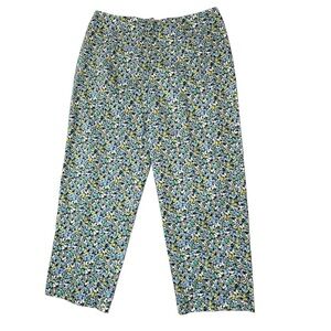 Vintage Talbots Pants Stretch Cropped Floral Pants Y2K Garden Blue Green Size 10